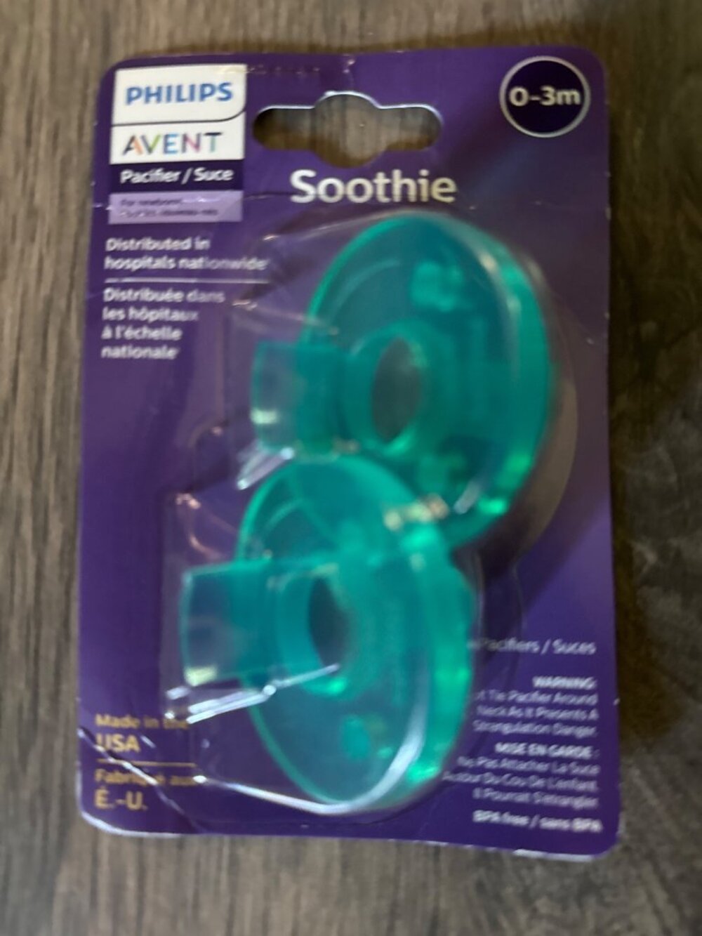 Philips Avent Soothie BPA-Free Silicone Pacifiers 0-3M 2-Pack Green Made In USA